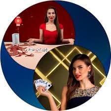 Live dealer blackjack table with multiple camera angles